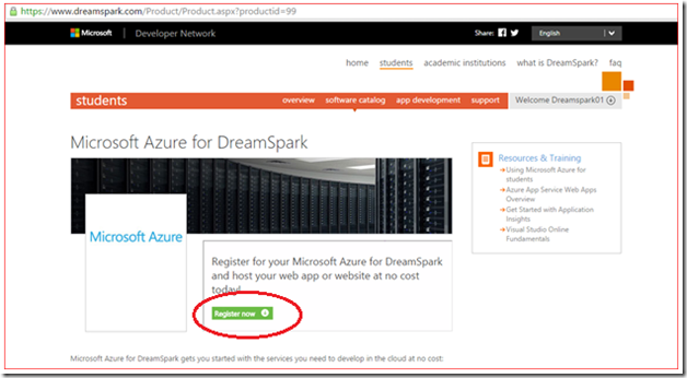 Microsoft Azure for DreamSpark