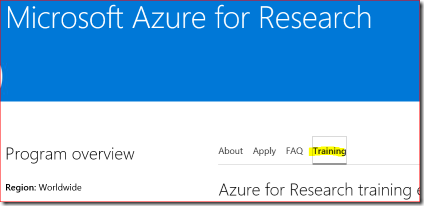 Azure for Research Training Materials Azure for Research Training Materials