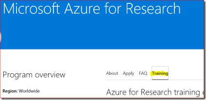 Azure for Research Training Materials 